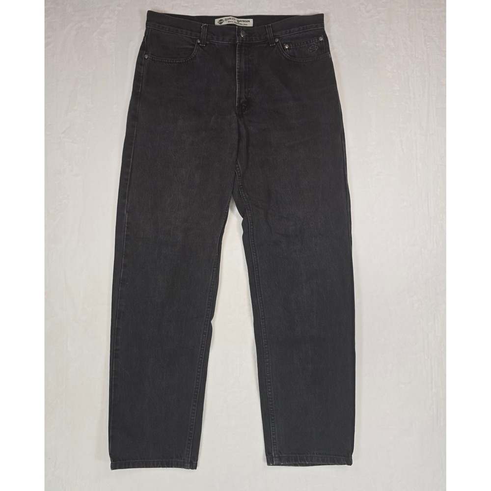 Harley Davidson Genuine MotorClothes Mens Black Biker Jeans Straight 36x32